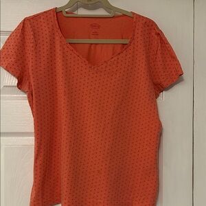 Talbots Orange Short-Sleeve V-Neck Dot Tee